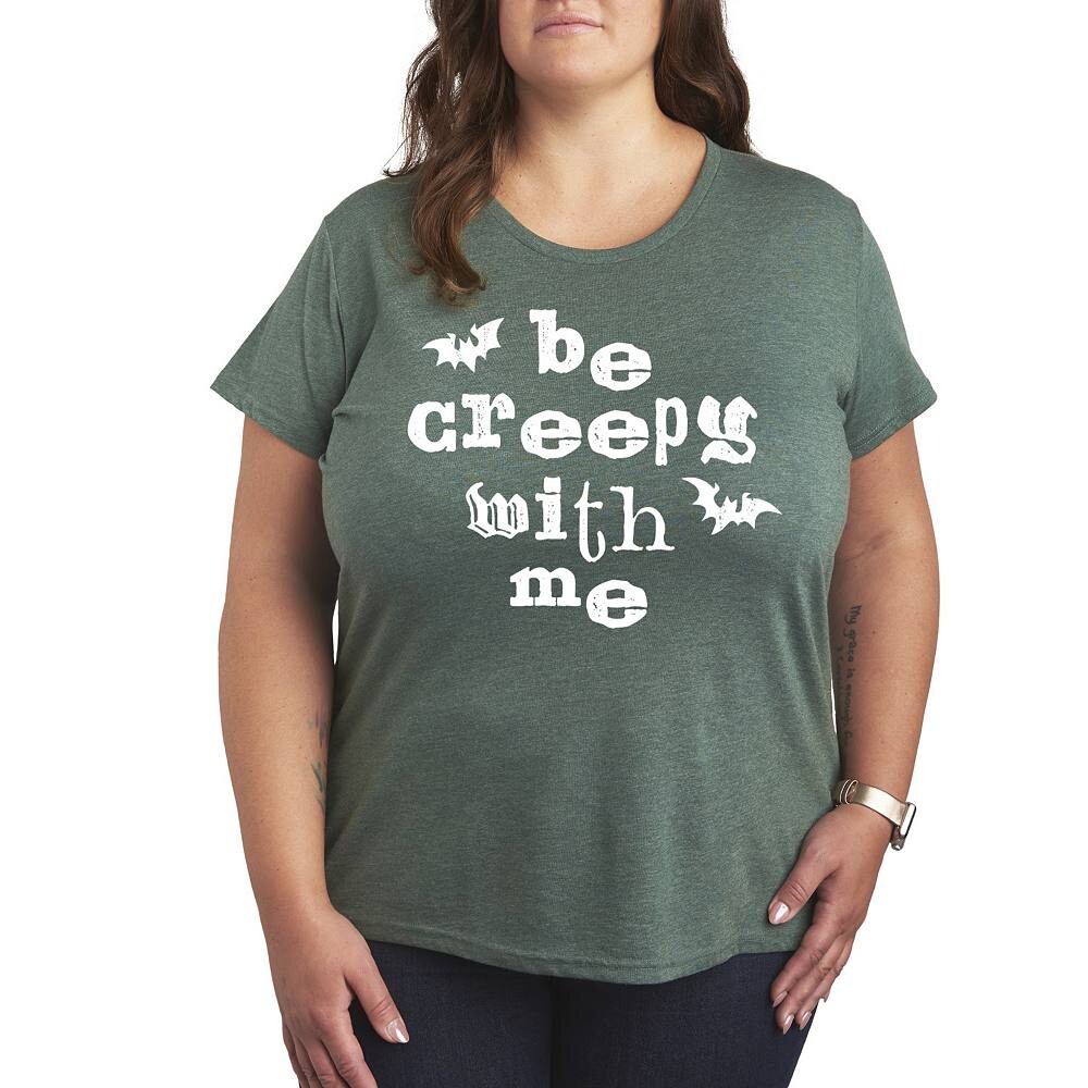 

Плюс размер Футболка Be Creepy With Me с рисунком, цвет Heather Green