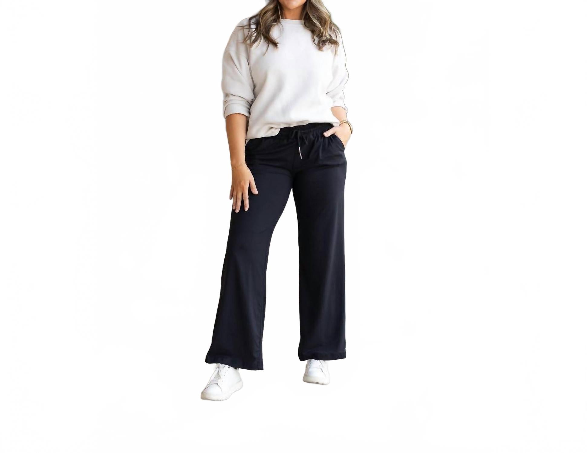 

Julia Rose Повседневные свободные брюки Morgan Lux Wide Leg черного цвета