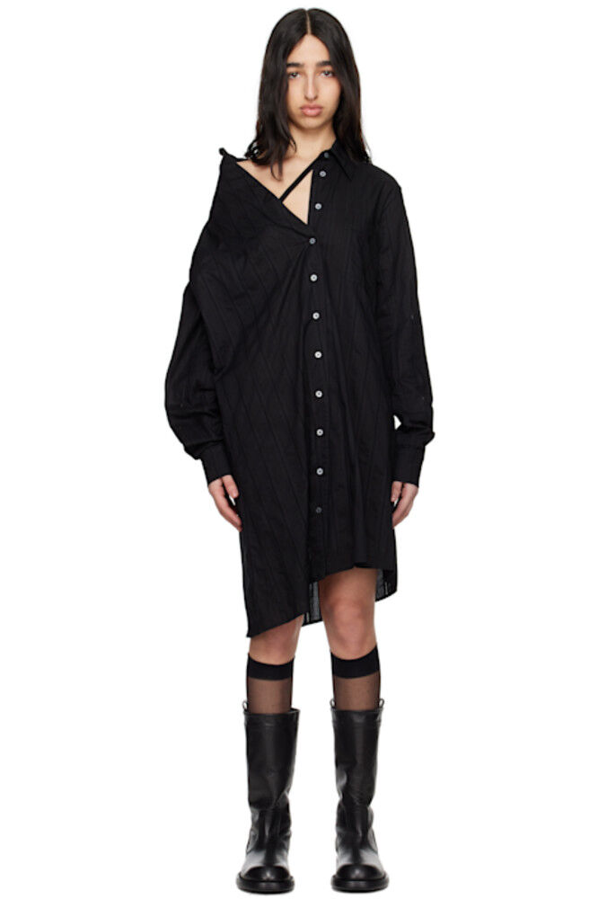 

Черная рубашка Halina с заниженными плечами мини-платье Ann Demeulemeester