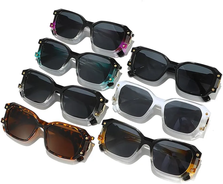 

Солнцезащитные очки с двойной перемычкой для женщин, красные, с защитой от УФ-излучения UV400; солнцезащитные очки с заклепками для мужчин FYTUP, White Black Grey