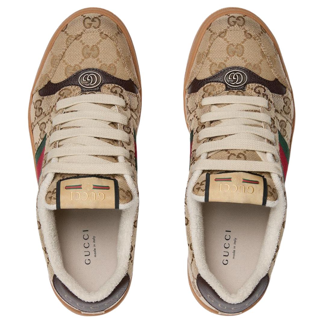 GUCCI Screener Canvas Low top женские скейтборд кроссовки Dark Brown — фото 4