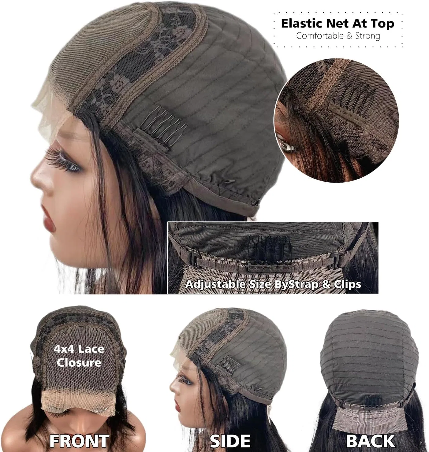 Женский парик «4x4 Lace Frontal» из натуральных волос Feibin, 4X4 Lace Bob Chocolate Brown# — фото 2