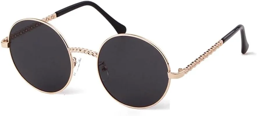 

Солнцезащитные очки с круглой цепочкой для женщин в винтажном ретро-стиле, с плоской верхней частью, женские солнцезащитные очки HPIRME, C2 Gold Fade Tea