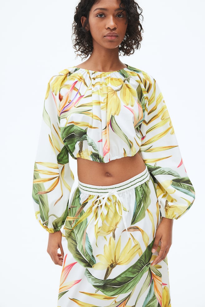 

Короткая поплиновая блузка H&M, мультиколор