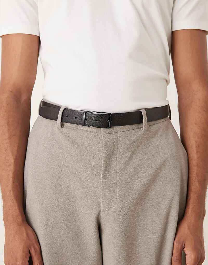 

Ремень из кожи Mango с серебряной пряжкой черного цвета