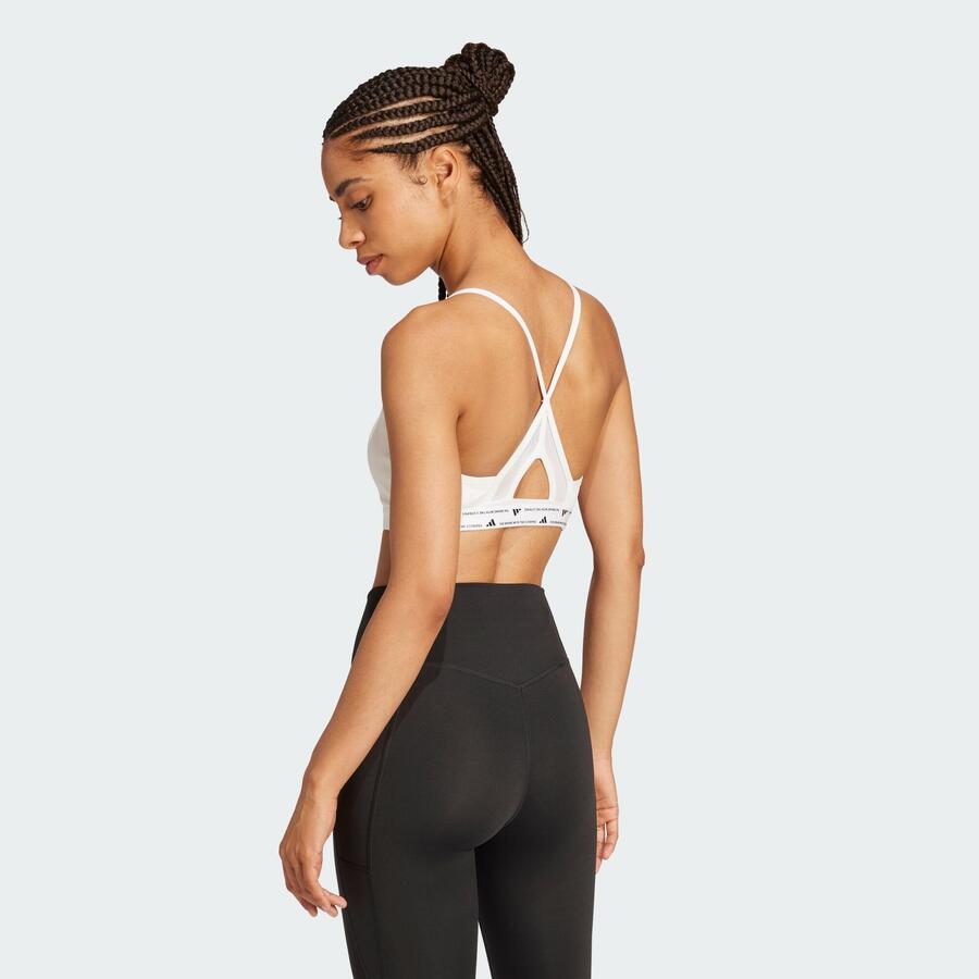ADIDAS Спортивный бюстгальтер Aeroreact Training с тремя полосками — фото 3