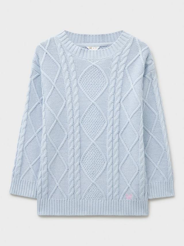 

Kids' Cotton Chunky Knit Crew Neck Jumper Crew Clothing, Light Blue
