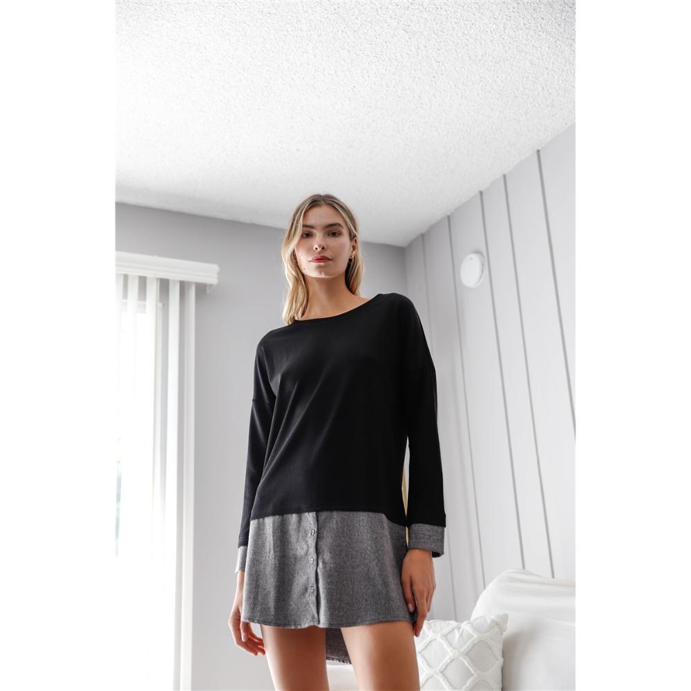

Трикотажное комбинированное платье-свитер с длинными рукавами FASHNZFAB, черный