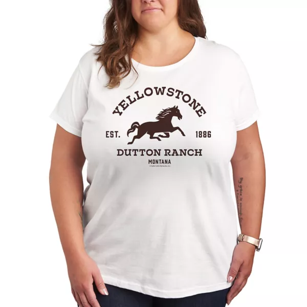

Плюс футболка с графическим логотипом лошади Yellowstone est 1886 Licensed Character, белый