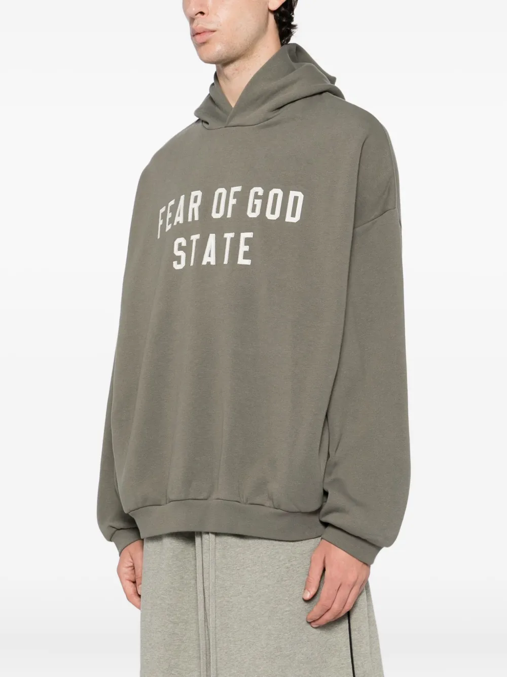 Худи в стиле 90-х FEAR OF GOD ESSENTIALS, серый — фото 3