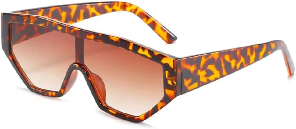 

Ретро цельные солнцезащитные очки в большой оправе для женщин и мужчин, модные в стиле панк, с защитой от УФ-излучения UV400 TOIPASTN, Leopard Gradient Tea