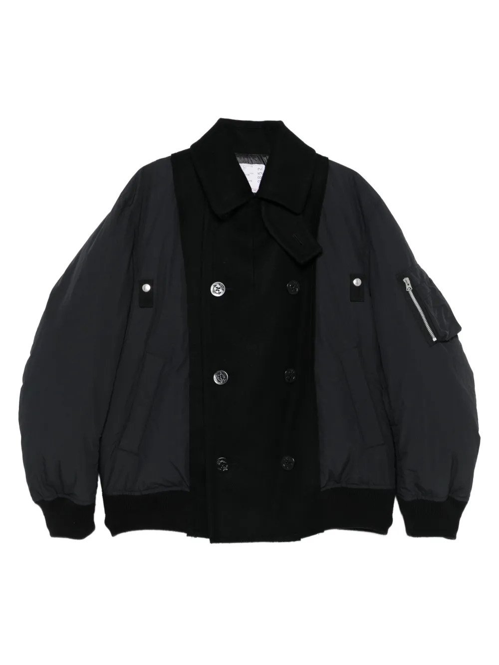 

Двубортный шерстяной пиджак SACAI, черный