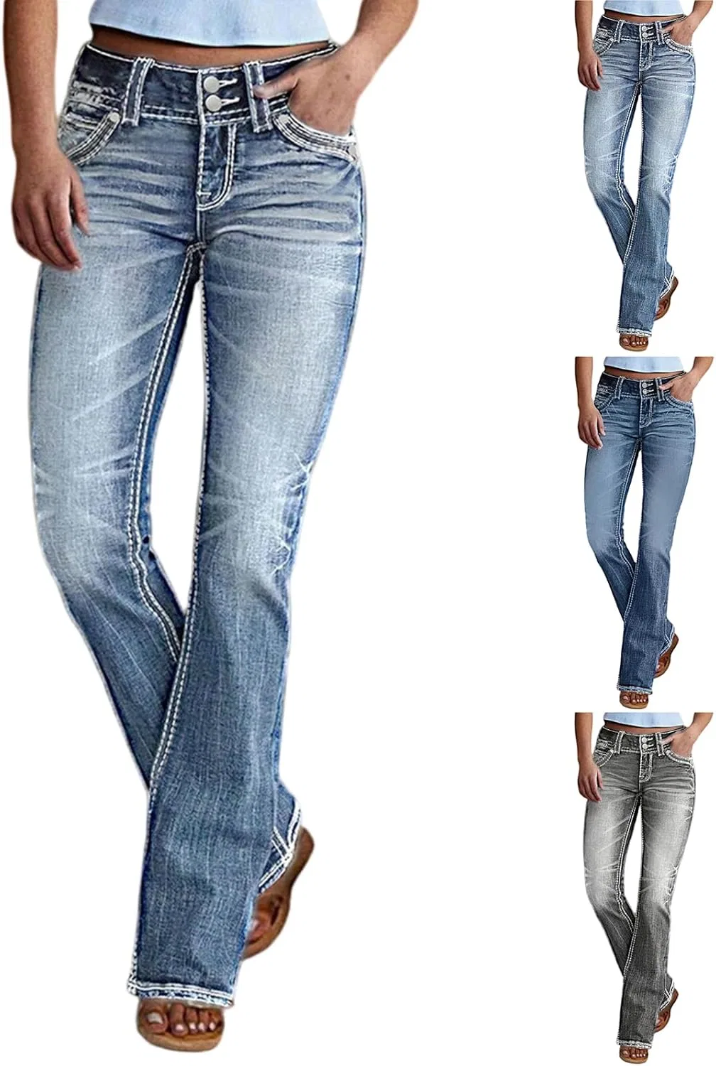 Джинсы bootcut mid rise, голубой
