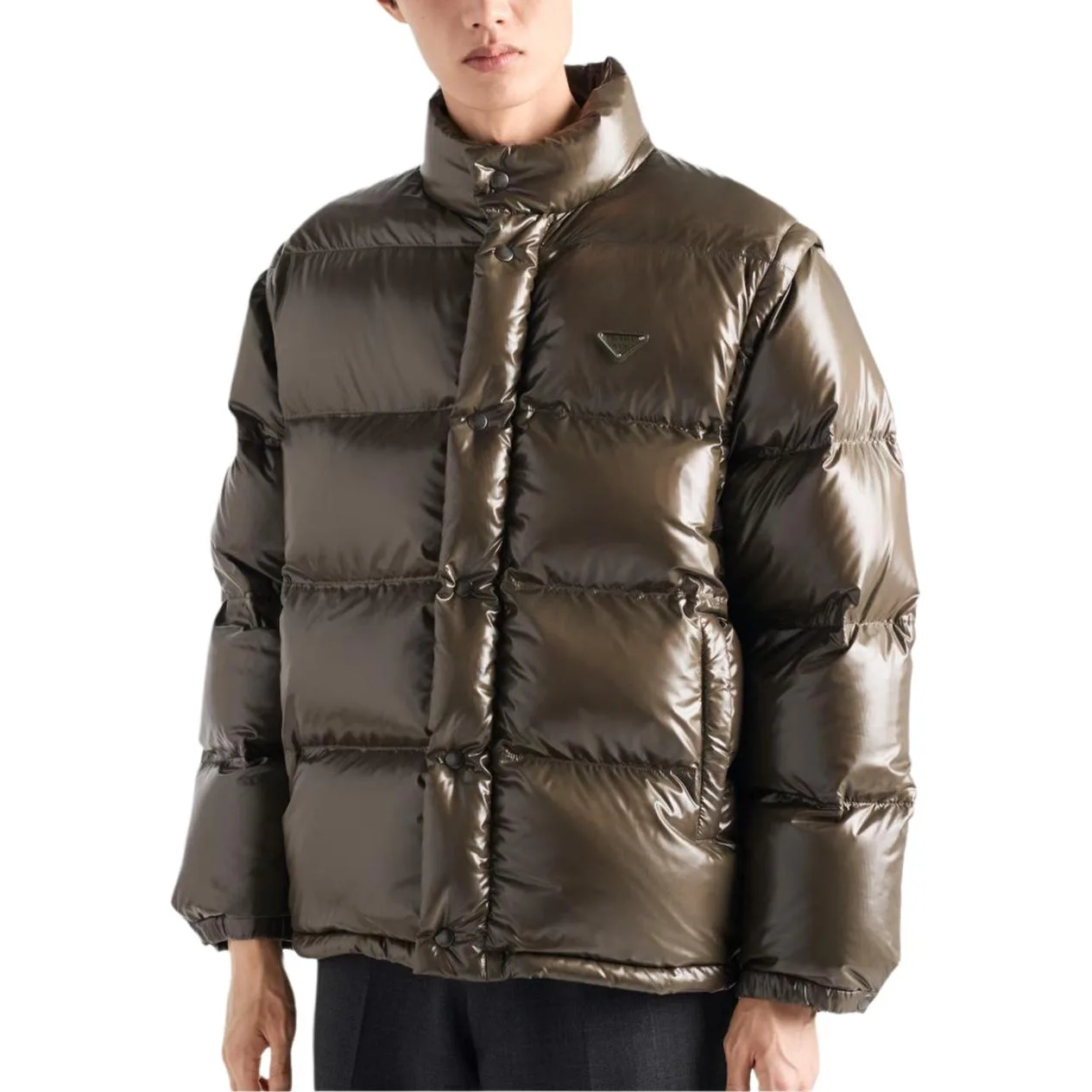 Пуховик из Re-Nylon PRADA, Green Camouflage — фото 4