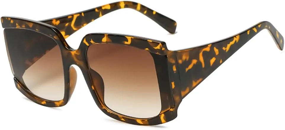 

Классические большие солнцезащитные очки для женщин, модные черные солнцезащитные очки с леопардовым принтом, градиентные винтажные большие очки UV400 KTUCN, Leopard