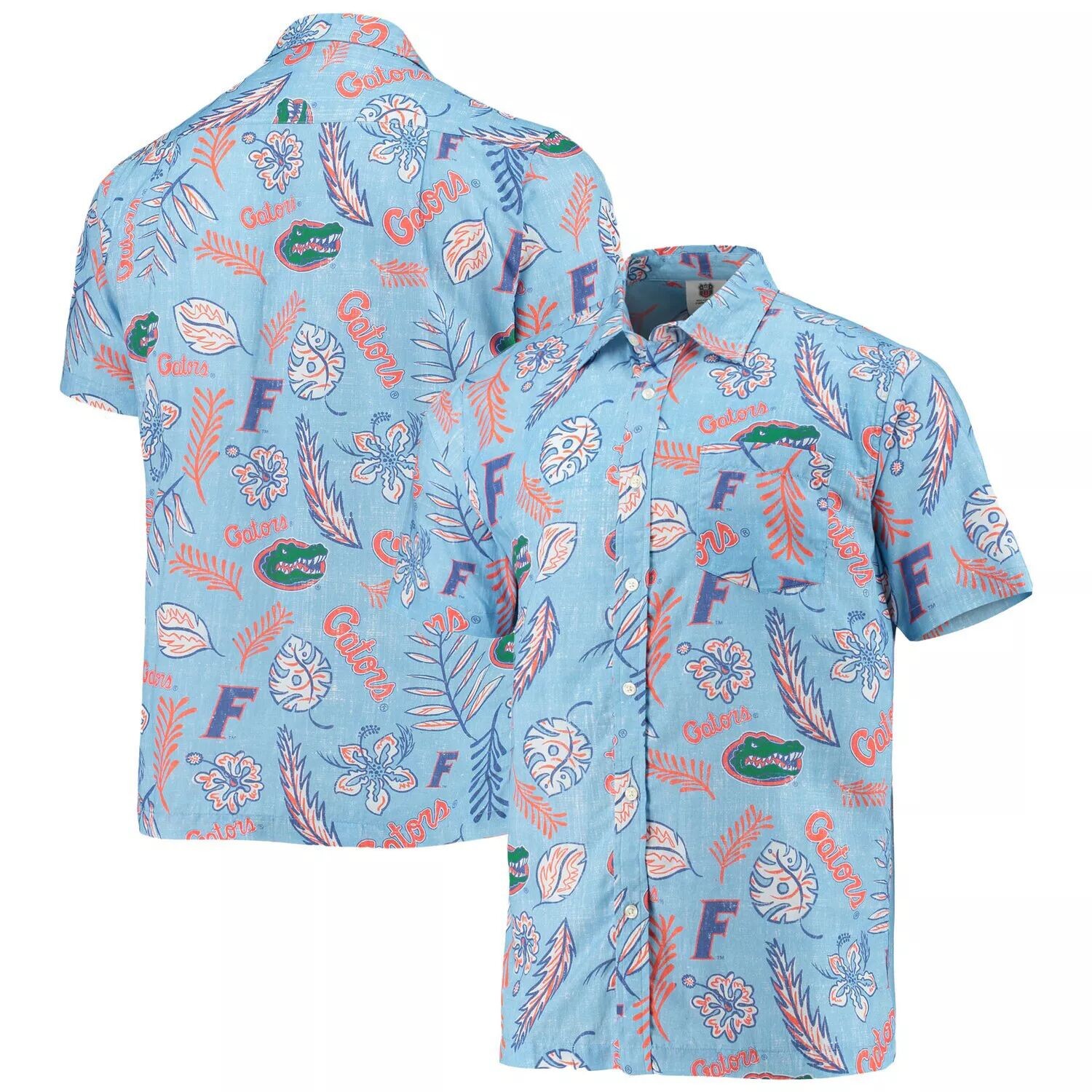 

Мужская голубая рубашка на пуговицах с цветочным принтом Wes & Willy Florida Gators Vintage
