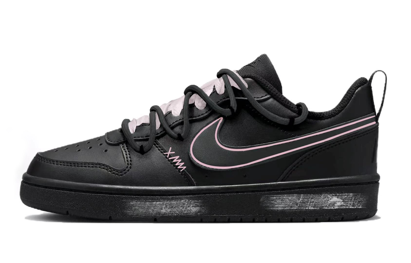 

Nike Кроссовки для скейтбординга Court Borough Line Low top черные розовые детские