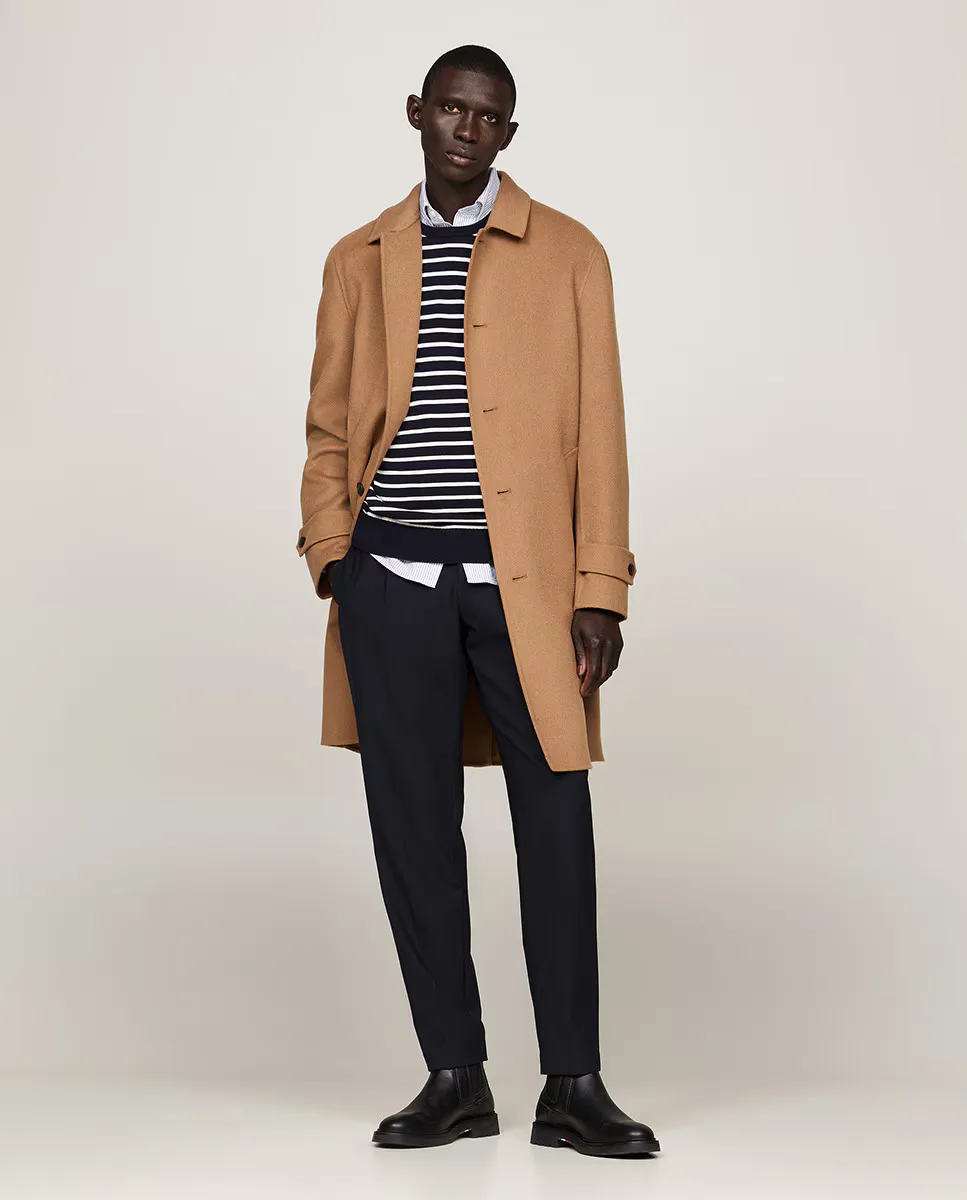 

Мужское длинное шерстяное пальто Tommy Hilfiger, цвет Camel