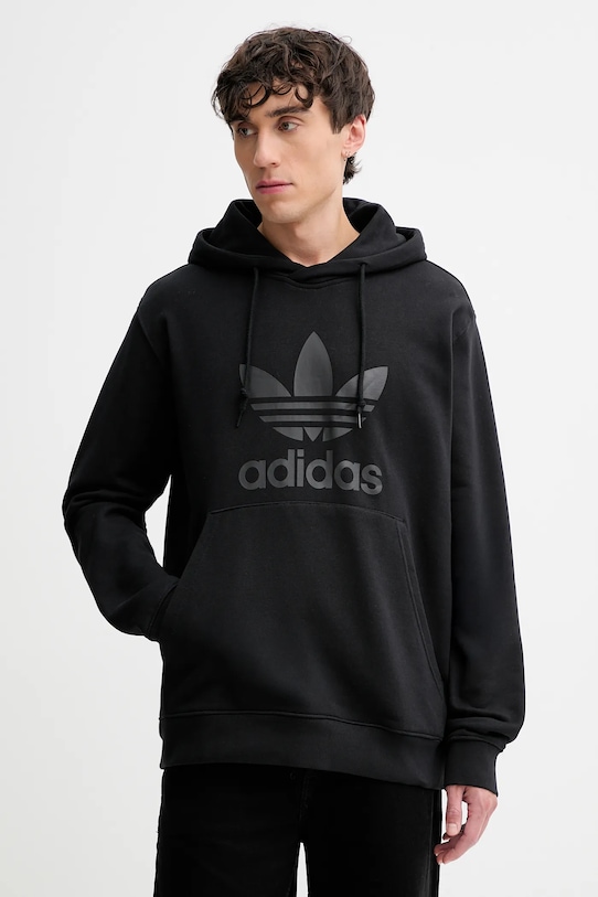 

Хлопковая толстовка с капюшоном Trefoil Adidas Originals, черный