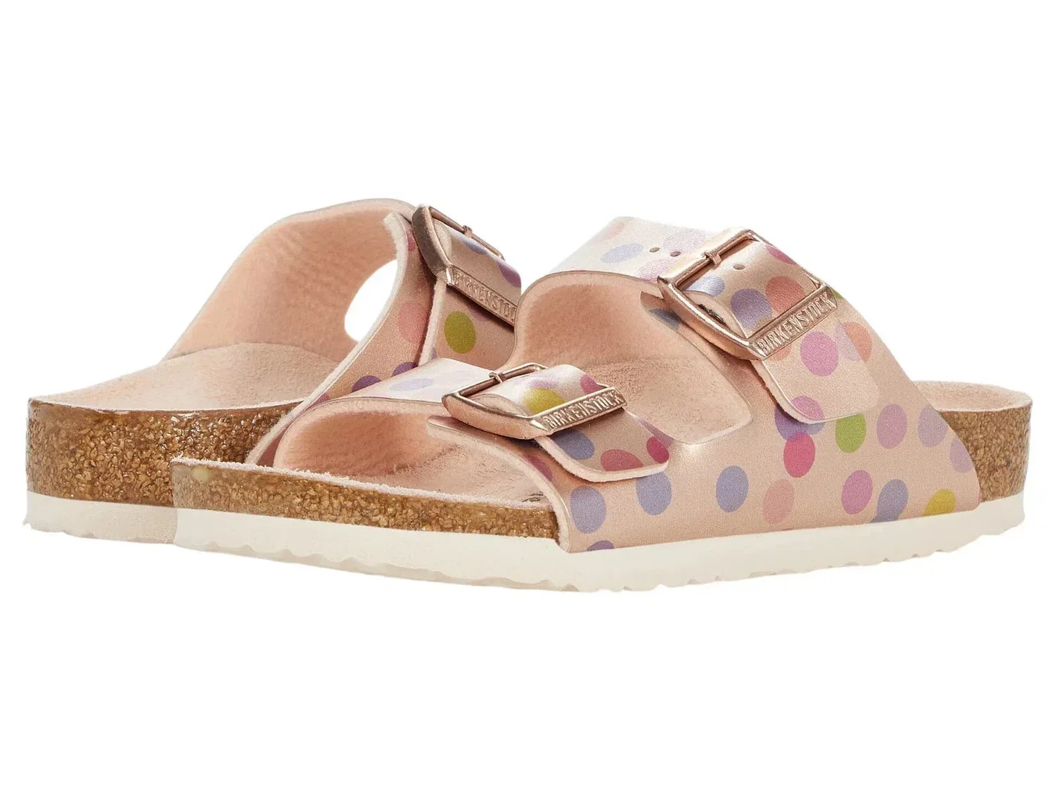 Молодежные сандалии Birkenstock Arizona в розовый горошек, шлепанцы Birko-Flor ZOGG11