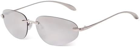 

Модные металлические серебристые зеркальные овальные солнцезащитные очки для женщин и мужчин, стильные солнцезащитные очки без оправы для женщин MTZJH, C1 Silver Mirrored