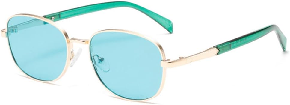 

Ретро-солнцезащитные очки в металлической оправе для женщин, прозрачные линзы, защита от УФ-излучения UV400; мужские солнцезащитные очки в стиле панк LANGSER, Golden Blue