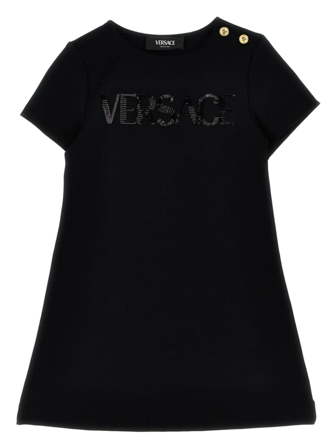

Платье Versace Kids с пайетками и логотипом, черный