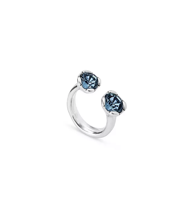 

Кольцо из металлического сплава с двумя гранеными кристаллами, обращенными друг к другу Unode50, blue