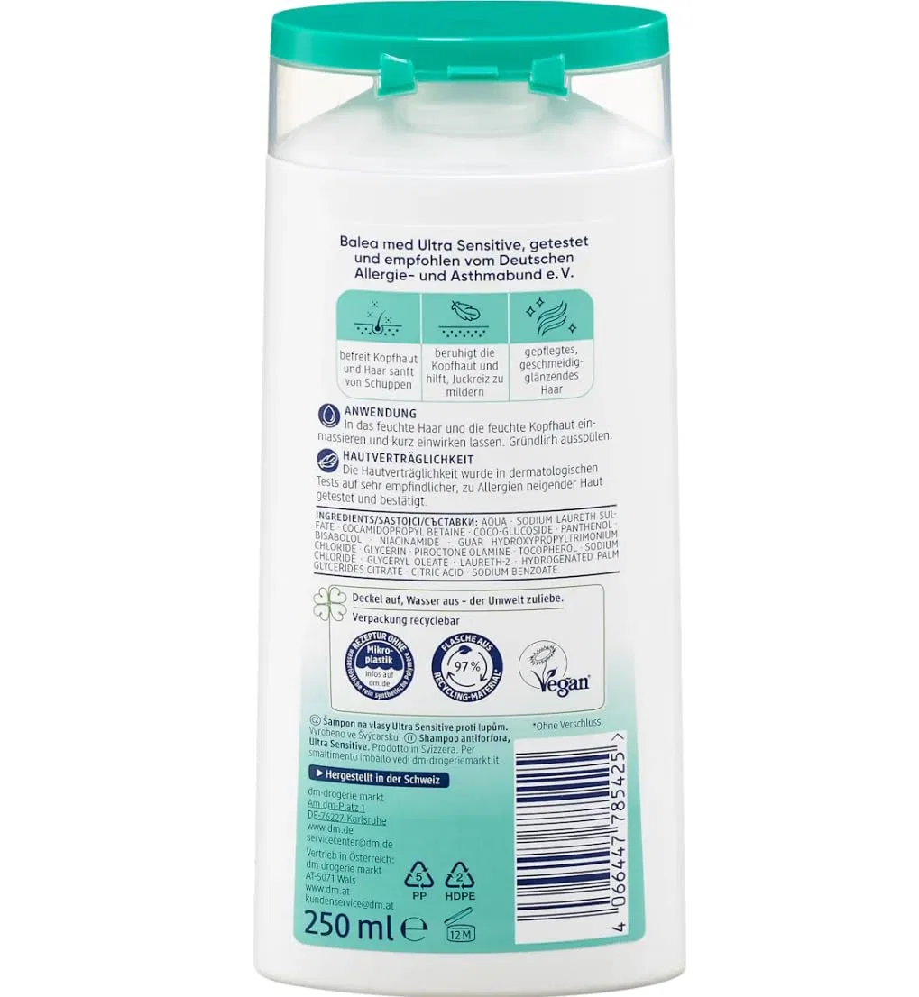 Набор из 2 шампуней Balea Med Anti-Dandruff Ultra Sensitive (по 250 мл) + щетка для кожи головы Balea Professional — фото 4
