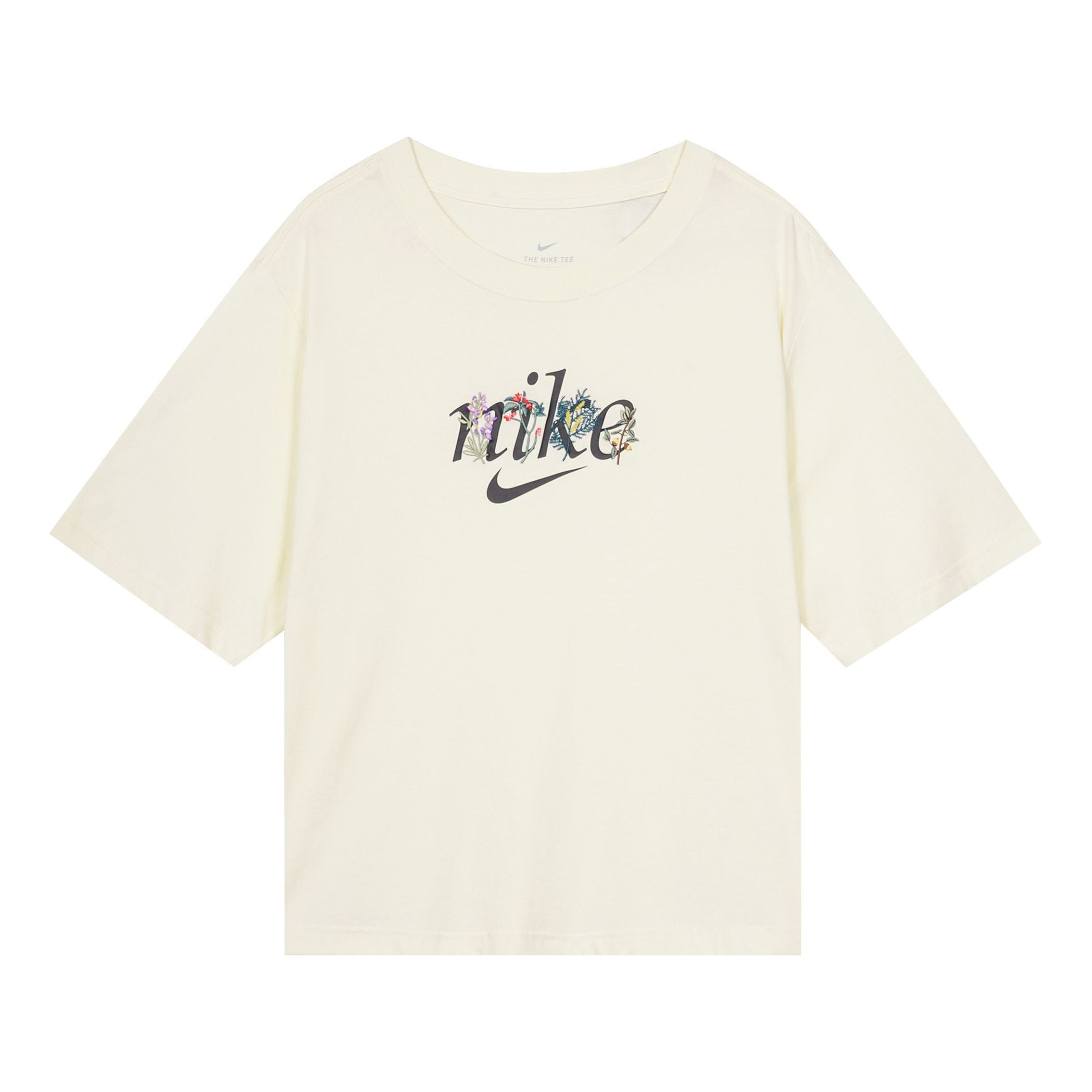 

Футболка (WMNS) Nike Sportswear Casual Cozy Flowers Embroidered Sports Short Sleeve Coconut Milk T-Shirt DD1457-113