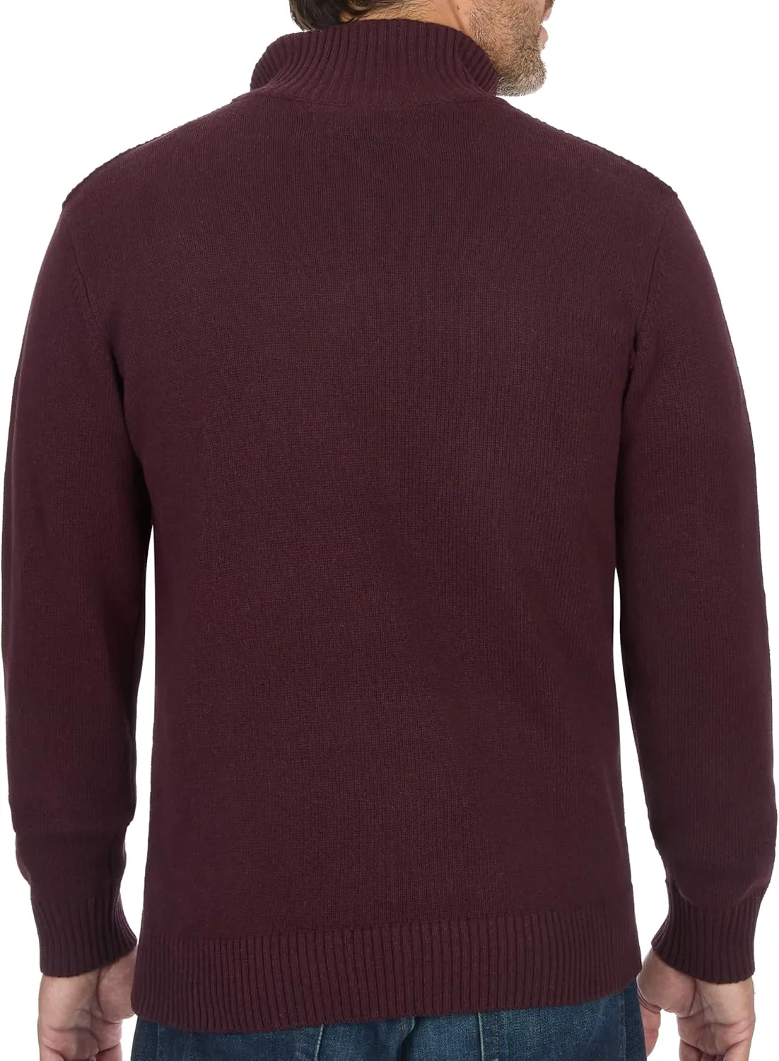 U.S. Polo Assn. мужской свитер с кабельной вязкой и молнией на четверть, Burgundy Heather — фото 4