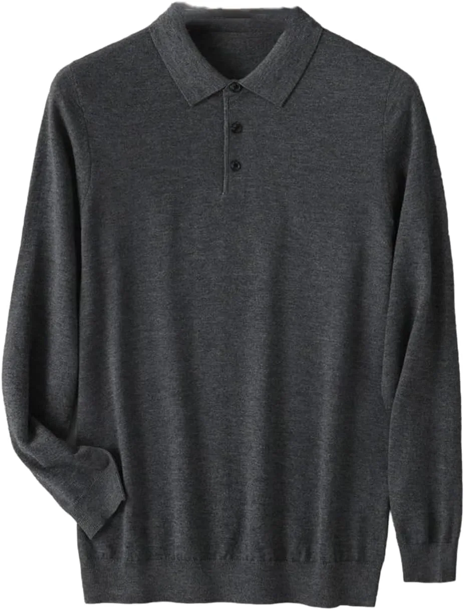 

Мужской свитер с отложным воротником из мериносовой шерсти, легкий, для весны и осени