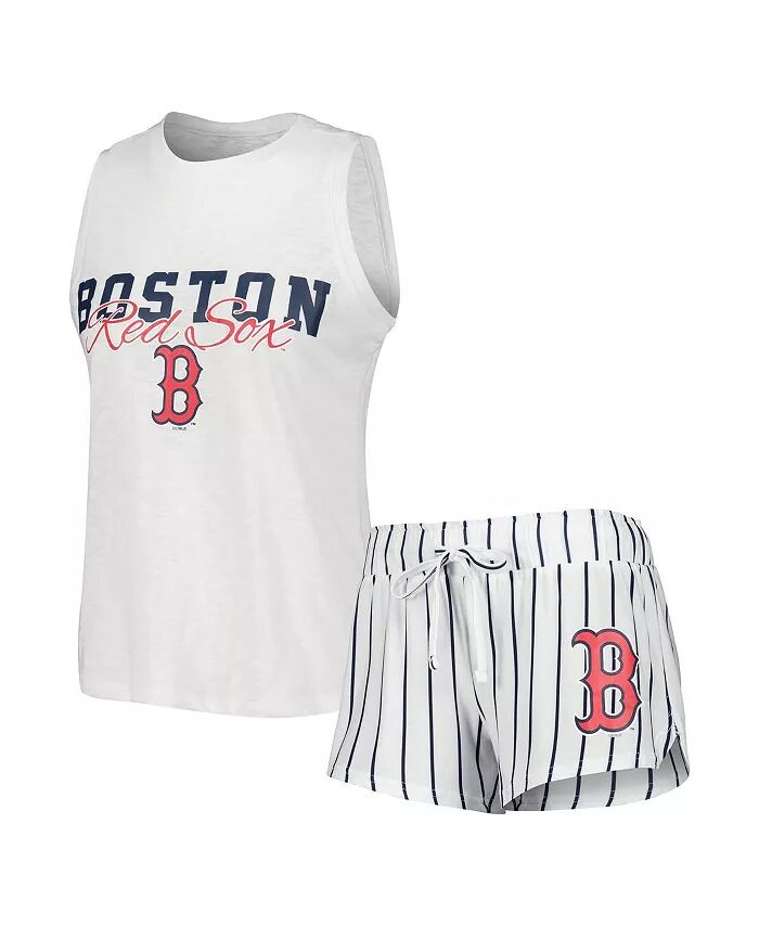 

Женский белый Boston Red Sox Reel в полоску майка шорты комплект для сна Concepts Sport