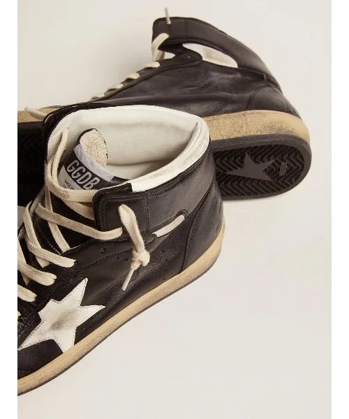 Мужские кроссовки высокие из натуральной кожи Sky-Star GOLDEN GOOSE черные — фото 4