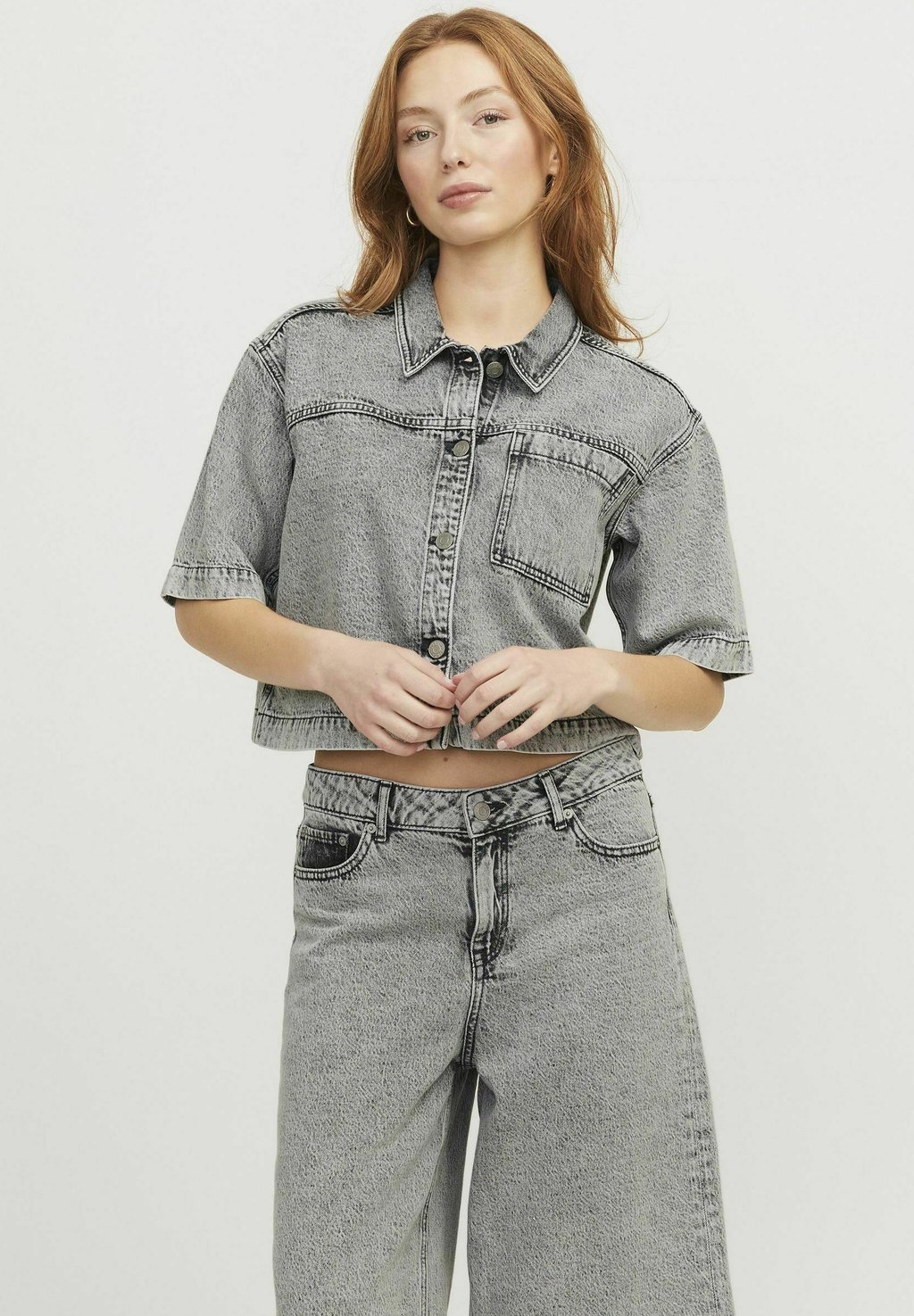 

Блузка на пуговицах JXSANDY JJXX, цвет Light Grey Denim