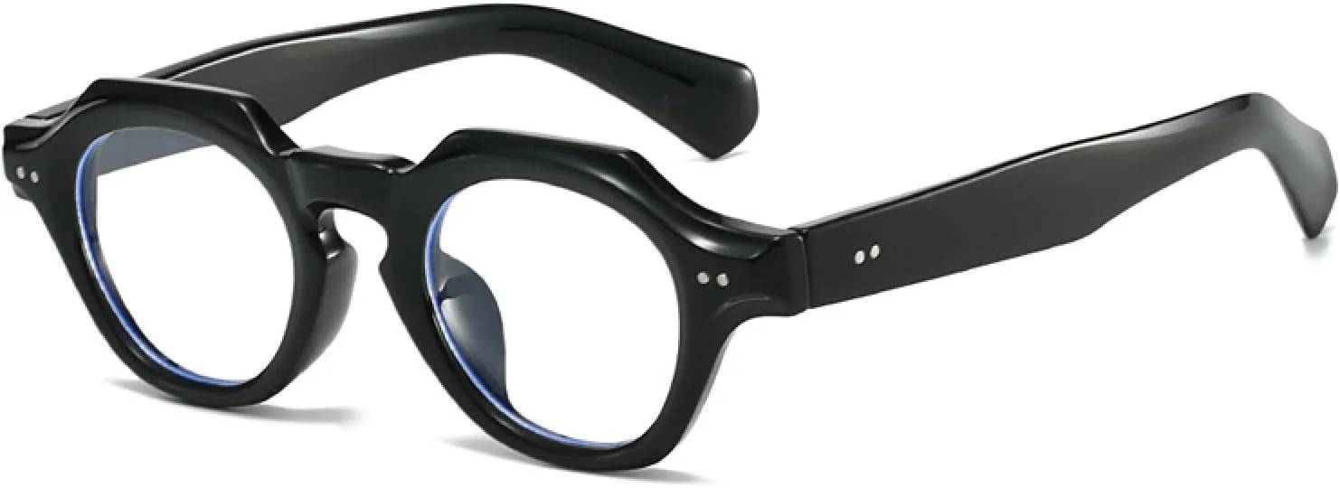 

Модные солнцезащитные очки-многоугольники для женщин, ретро-очки с заклепками, солнцезащитные очки UV400 для мужчин, красные и синие VVTWSSW, Black Clear