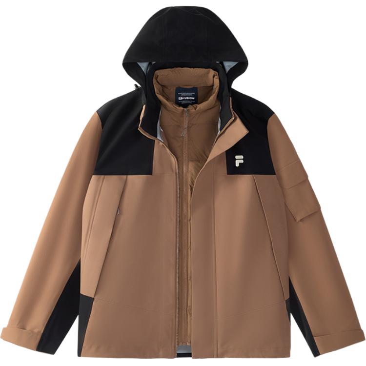 

FILA FUSION Теплая водоотталкивающая ветрозащитная куртка-ветровка унисекс, комплект из 2 предметов, цвет: коричневый, тутовое дерево