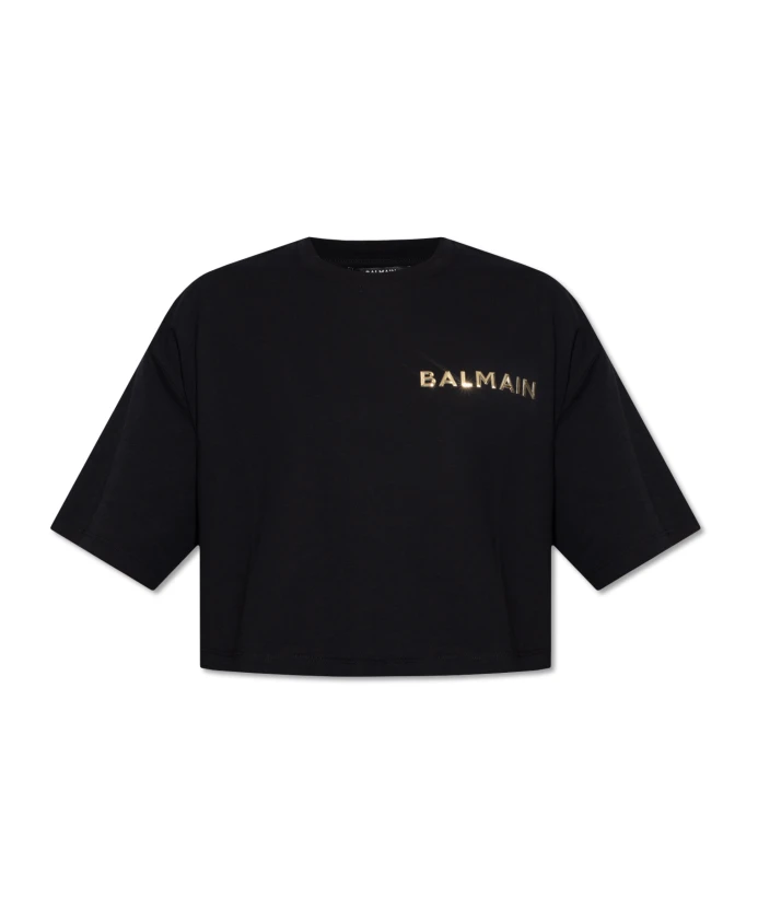 

Укороченная футболка оверсайз Balmain, черный