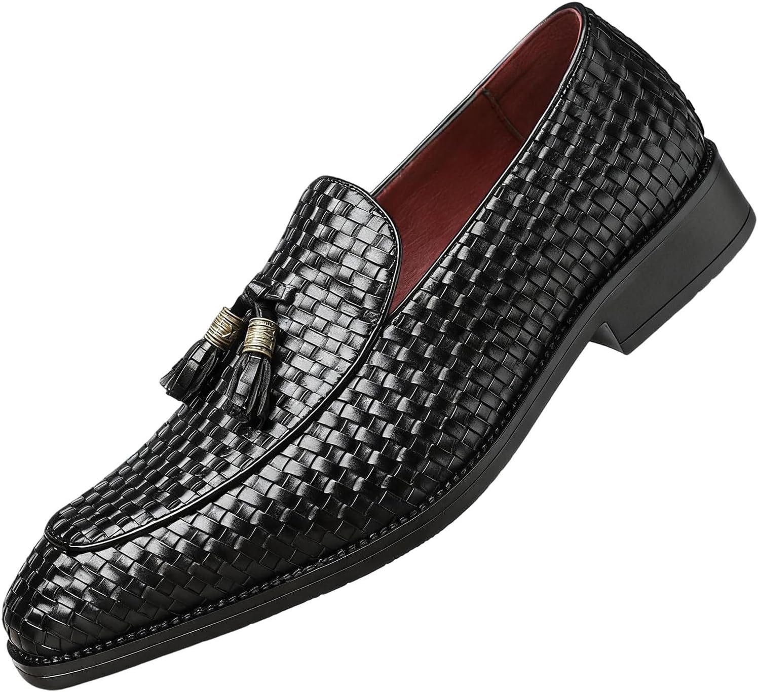 

Мужские лоферы с кисточками, плетеные, массивные, удобные, с квадратным носком, нескользящие, без шнурков, мокасины, повседневные, для работы, свадьбы, прогулок и вождения Nxnbhsl, черный