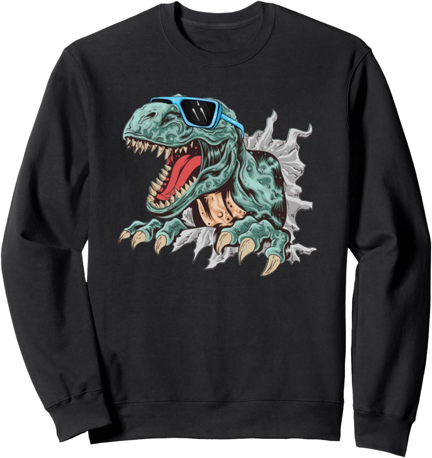 

Толстовка с изображением динозавра Тираннозавра Рекса и очками T-Rex Dinosaur Wearing Glasses, черный