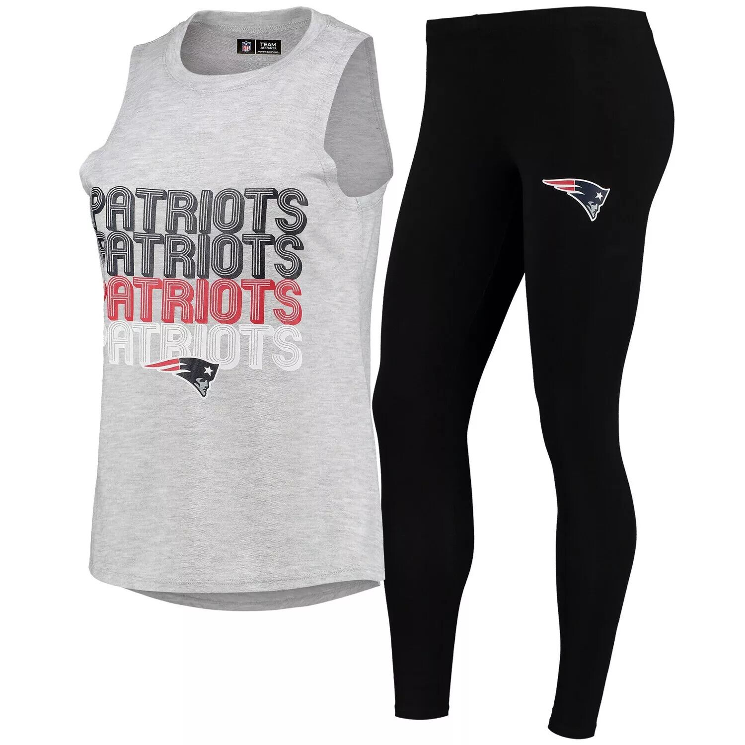 

Женский комплект для сна с утепленным серым/черным цветом New England Patriots, топ на бретелях и леггинсы для женщин Concepts