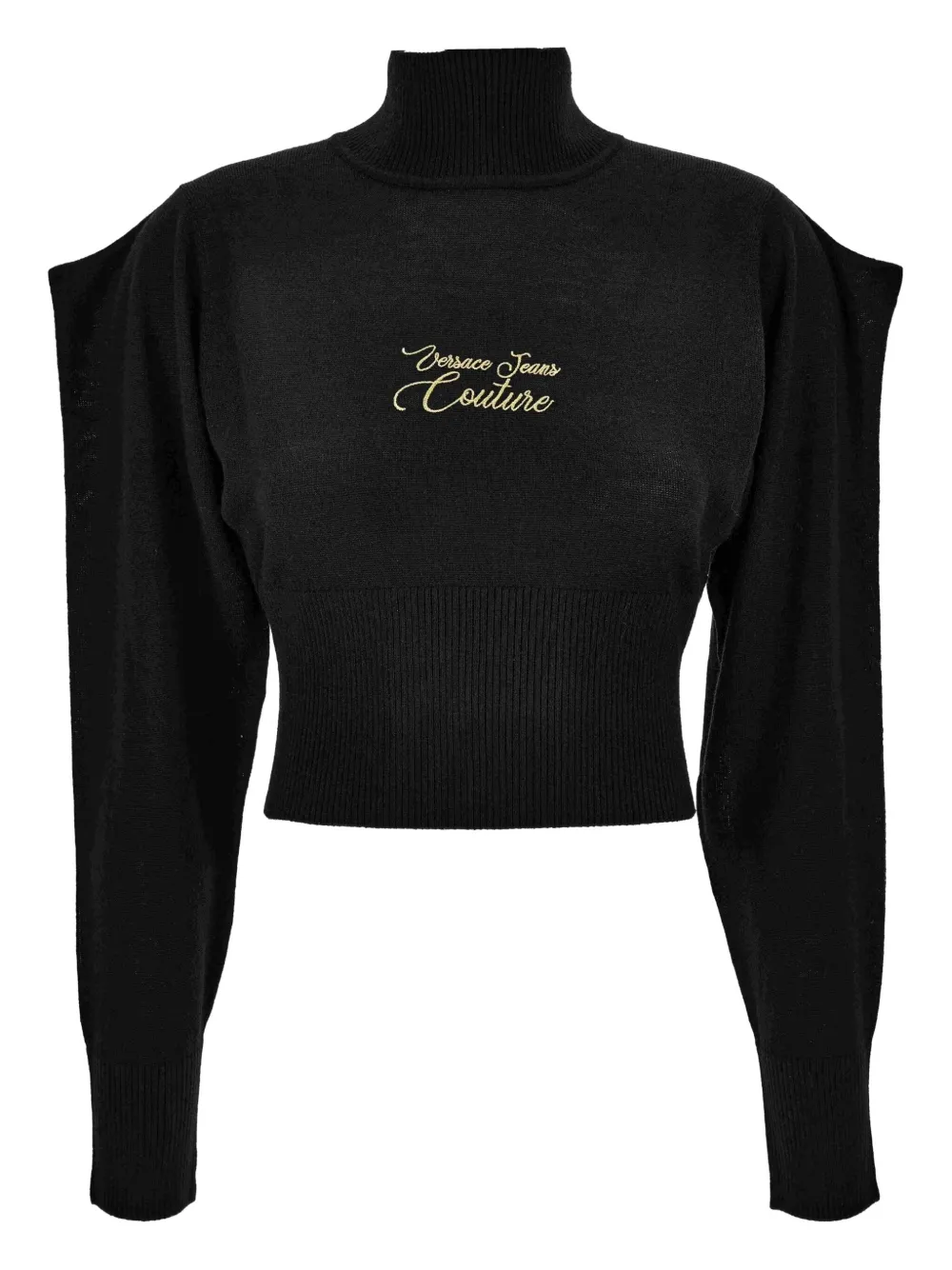 

Свитер с высоким воротником и объемными рукавами Versace Jeans Couture, черный