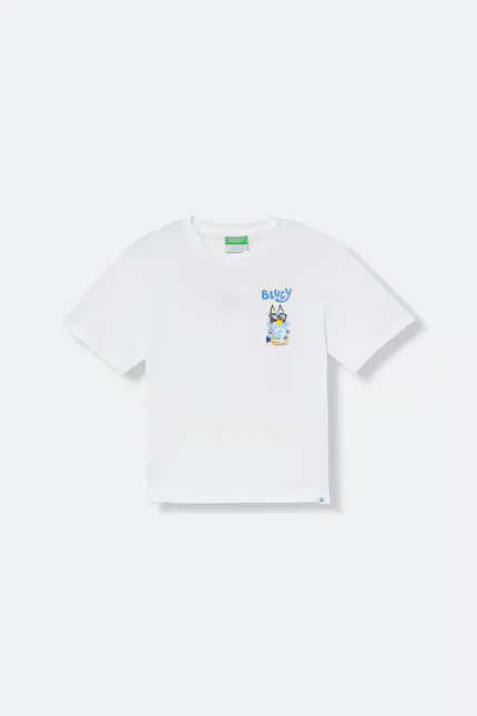 Футболка детская с принтом Bluey United Colors of Benetton, белый — фото 2