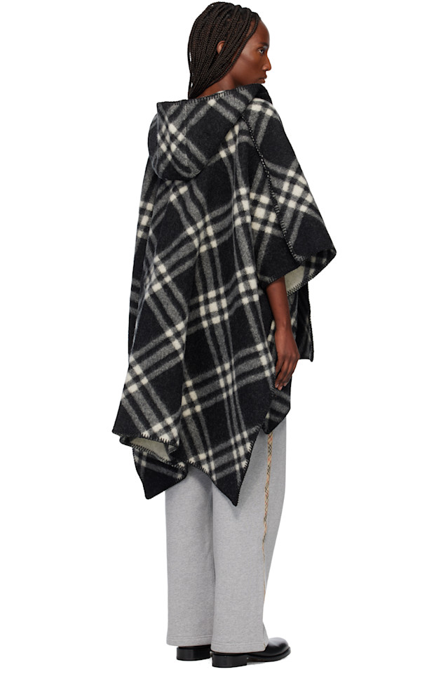 Накидка Burberry, женская, черный/бежевый, клетчатая — фото 3