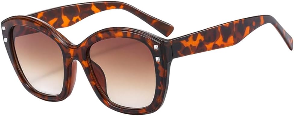 

Роскошные солнцезащитные очки с градиентной оправой, зеленые, круглые, женские, стильные, «кошачий глаз», с заклепками, защита от УФ-излучения UV400 LVTFCO, C4 Leopard Tea