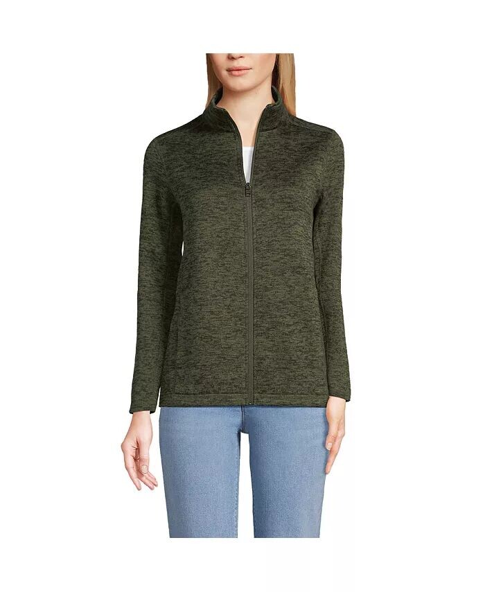 

Женская флисовая куртка-свитер Lands' End, цвет Forest moss/olive heather