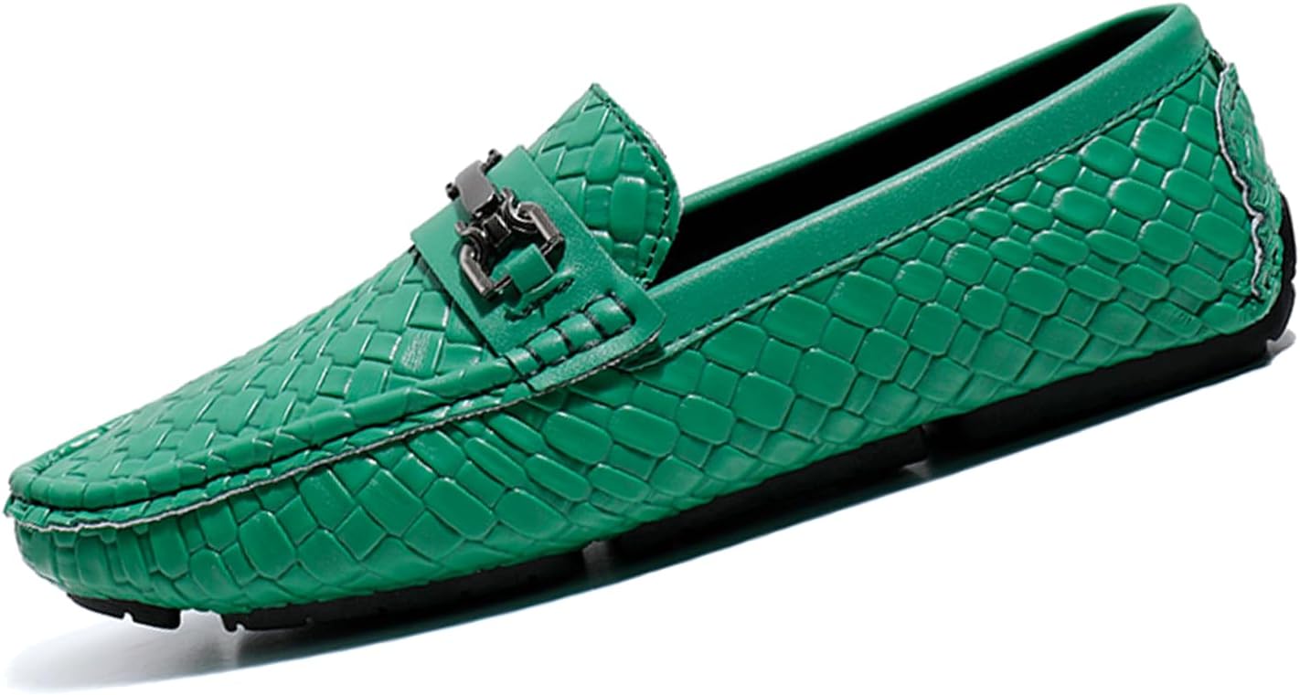 

Мужские лоферы Dacnakby из плетеной кожи, черные слипоны с пряжкой, мокасины, лодочные туфли