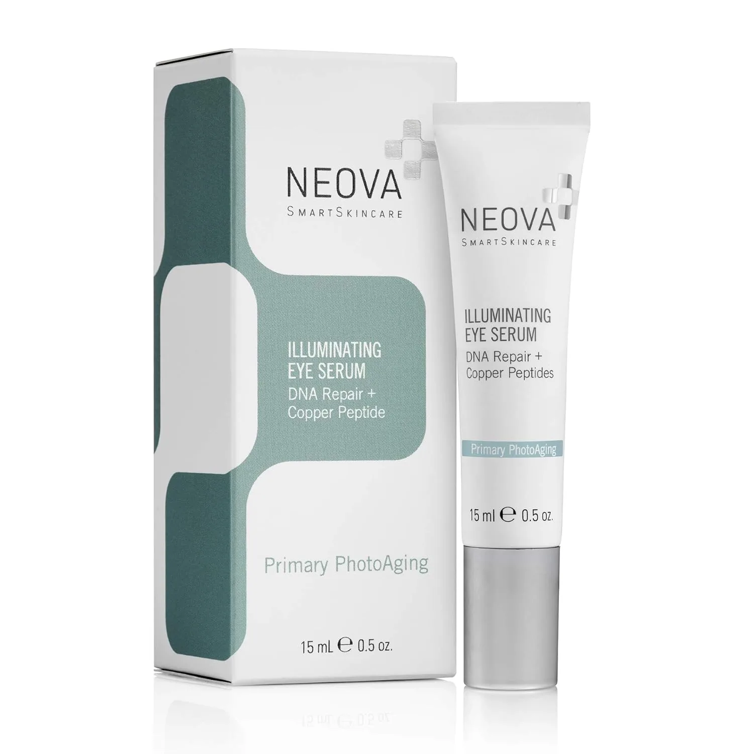 Сыворотка для глаз NEOVA SmartSkincare Illuminating Eye Serum с ферментами восстановления ДНК и медным пептидом мгновенно маскирует морщины., Green