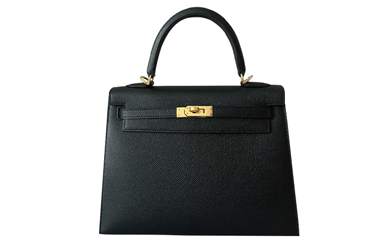 

Кожаная сумка Kelly Epsom на одно плечо для женщин Noir Black HERMES