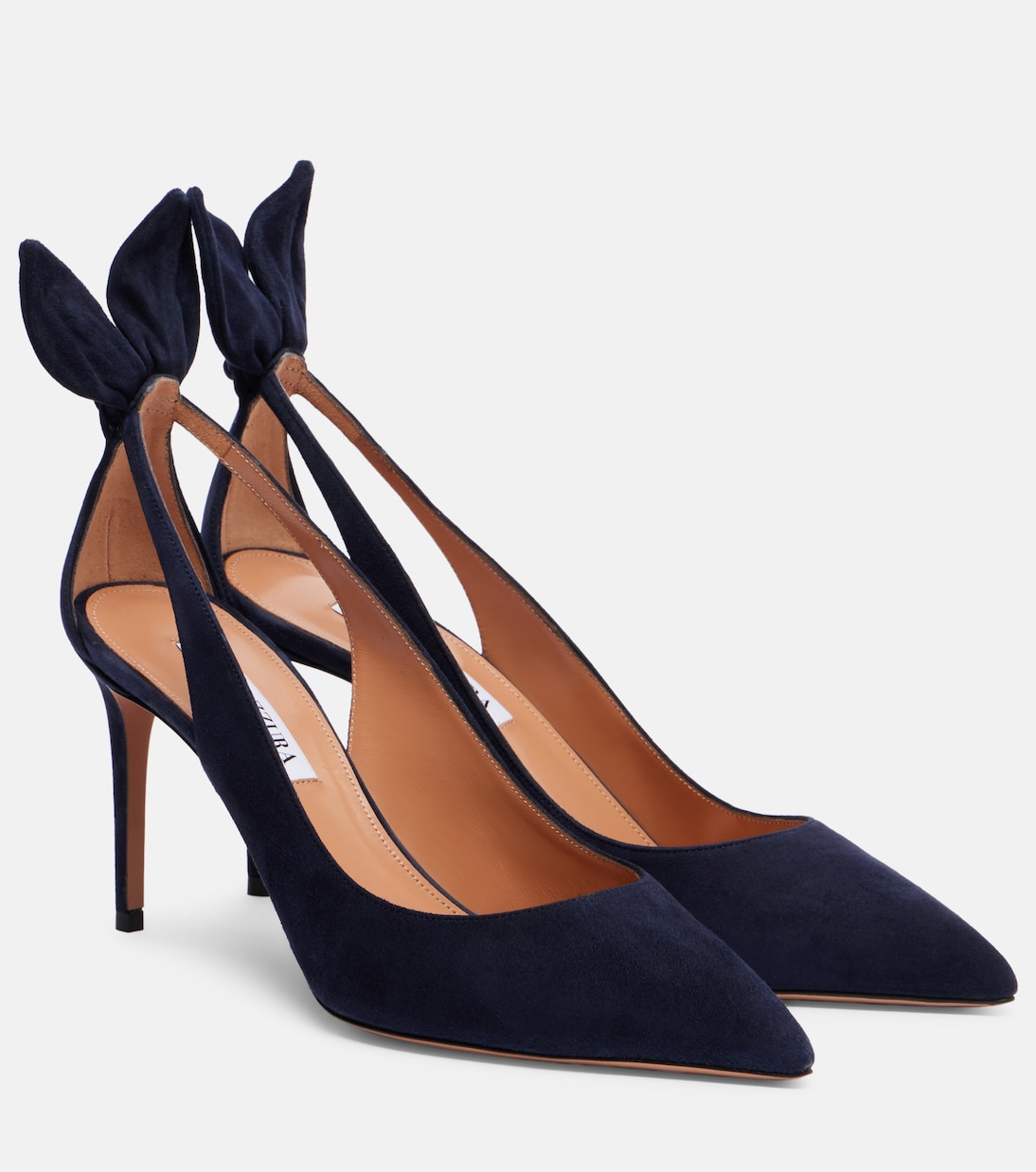 Замшевые туфли Bow Tie 85 Aquazzura, Mezzanotte